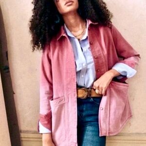 SEZANE Will Pink Ombre Organic Cotton Canvas Chore Jacket  - M